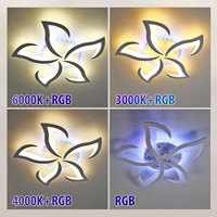 Plafonnier LED JACKSUN à 5 têtes, style fleur à pétales, acrylique blanc givré, RGB, pour couloir, vestiaire, chambre à coucher
