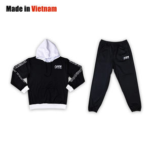 Factory customized hooded <b>sweatshirt</b> and pants Set cotton <b>black</b> sports Hoodies suit - Product Image 1