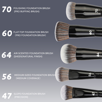 Pinceaux de maquillage professionnels de luxe personnalisés en fibres synthétiques véganes denses pour correcteur de teint noir, vente en gros, logo personnalisé, haute qualité