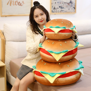 Juguete <span class=keywords><strong>de</strong></span> comida <span class=keywords><strong>de</strong></span> peluche colorido decoración del hogar forma <span class=keywords><strong>de</strong></span> hamburguesa cojín PP algodón relleno hamburguesa Juguetes - Product Image 6