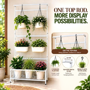 Support mural moderne en métal pour plantes avec pots suspendus pour plantes et fleurs d'intérieur et d'extérieur, finition thermolaquée - Product Image 6