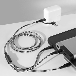 Cable de datos trenzado 5 en 1, tipo C a USB A, carga rápida para Android, Huawei y iPhone 15, 1 m de longitud - Product Image 1