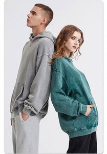 Sweat à capuche vintage 100% coton de haute qualité, avec logo personnalisé, effet délavé à l'acide et à la pierre, style High Street, effet vieilli - Product Image 6