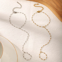 Bracelet en gros de perles en acier inoxydable avec chaînes de doigts perlées pour femmes, accessoires étanches en vrac, bijoux de main, cadeau