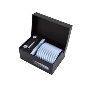 Fábrica de Venda Mens Tie Sets Presentes Gravata Mens Com Bolso Square Box Homens Laços E Hanky Set Com Abotoaduras Para O Negócio Do Casamento