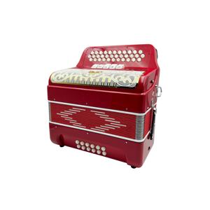 SEASOUND OEM JB3412D Accordéon Diatonique Professionnel Rouge en Celluloïd 34 Boutons 12 Basses 5 Registres Grille Blanche Dorée Portable - Product Image 5