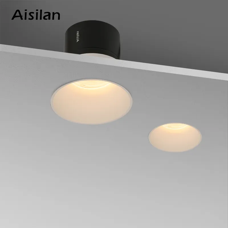 Aisilan smart Tuya home borderless anti glare Spot light 4 inch CRI 97 COB Recessed Dali dimming ceiling led downlight spotlight