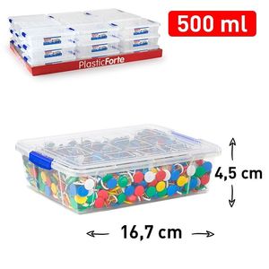 Contenitore di Stoccaggio PlasticForte Minibox 500 Ml con Coperchio, Organizzazione Domestica, Durevole, Riutilizzabile, Colori Assortiti - Product Image 1