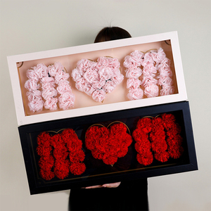 Luxury mama flower box acrylic cover mother's day love mom flower paper packaging gift box with pvc lid