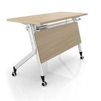 Table de conférence moderne en bois LIWEI avec design pliable, étagère de rangement en acier, roulettes, matériau MFC pour usage domestique et commercial