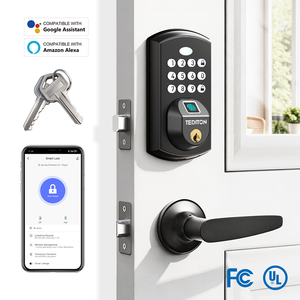 กุญแจล็อคแบบ Deadbolt มาตรฐาน ANSI A03 ขนาด 60/70 มม. แบบไม่ใช้กุญแจ ระบบสแกนลายนิ้วมืออัตโนมัติ ยี่ห้อ Tuya OEM สมาร์ทล็อคประตู - Product Image 1