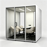 Cabine de bureau acoustique insonorisée multi-personnes pour espace de travail partagé, cabine téléphonique avec climatiseur pour salle de réunion