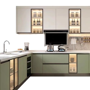 Armários de Cozinha em Compensado, MDF e Aglomerado Melamínico MFC com Ilha de Cozinha para Mobiliário Doméstico - Product Image 1