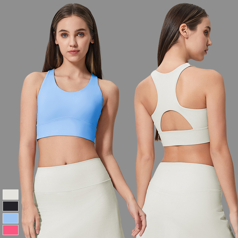 Wholesale Breathable Racerback Fitness Yoga Bras Hollowed-Out Running Underwear High Support Shockproof Sports Bra For Women
