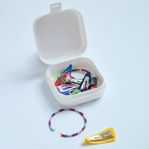 Modern Square Compact Portable Custom Plastic Jewelry Storage Box with Button Closure for Necklace and <b>Earring</b> Travel <b>Case</b> - Product Image 2