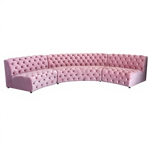 Set di Divani Chesterfield in Velluto di Lusso Moderno per Soggiorno, con Gambe in Acciaio Inox, <span class=keywords><strong>4</strong></span> Posti, Sezionale, Rosa, per Villa - Product Image 5
