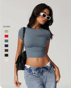 2025 לוגו מותאם אישית תינוק טי-חולצות טי נשים יבול הסיטונאי תבואה העליון של נשים - Product Image 6