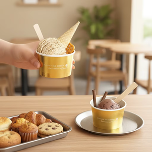 Tazones de Papel Biodegradables Ecológicos de Pared Simple de 3oz y 5oz para Postres, Impresión Personalizable, Diseño Gratuito para Negocios de Helados - Product Image 1