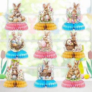 Best Selling Cute Rabbit Easter Themed <b>Honeycomb</b> Paper Fan Ornament <b>Decoration</b> - Product Image 1