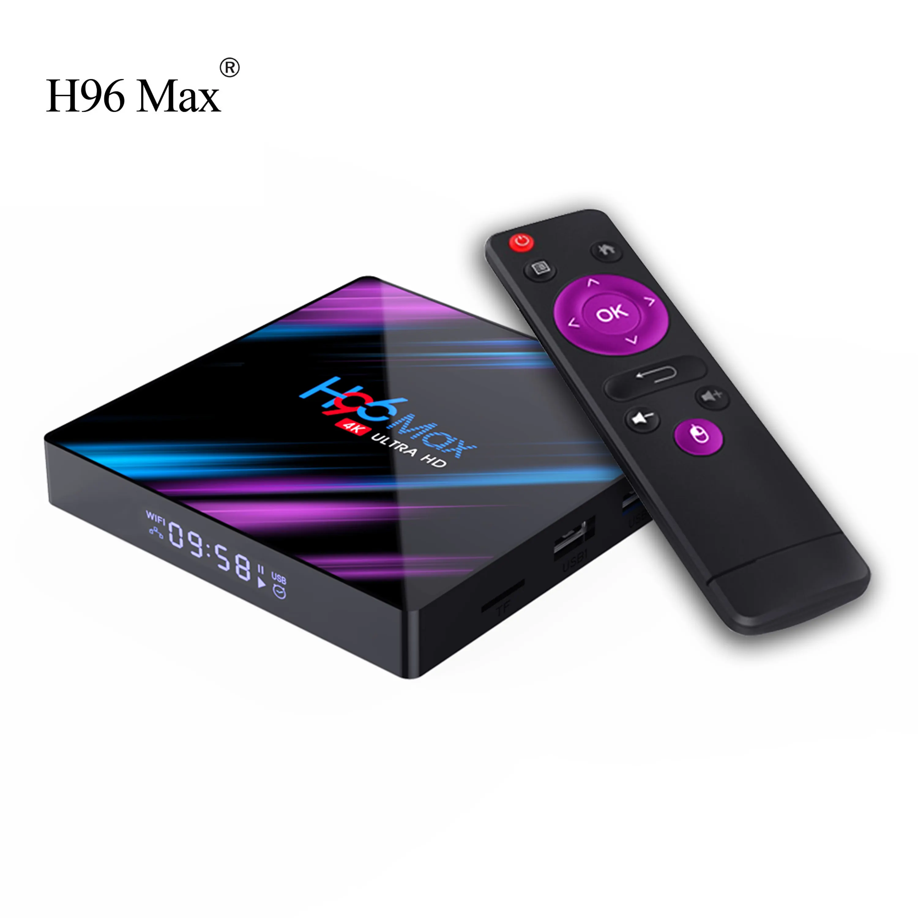 Boîtier smart TV H96 MAX, android 9.0, Rk3318, 4 go RAM, 64 go ROM, processeur Rockchip RK3318, décodeur connecté