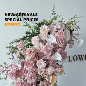 Градиент Розовая белая вишневая Роза туман и зеленый лист 3D искусственный цветочный ряд бегун свадьба и вечеринка домашний декор Цветочная Роговая арка - Product Image 2