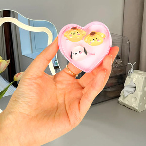 Cartoon Ring Set For Kids Plastic Jewelry <b>Box</b> Heart Shape Gift For Girls Birthday Present Pattern Mix And <b>Match</b> - Product Image 1