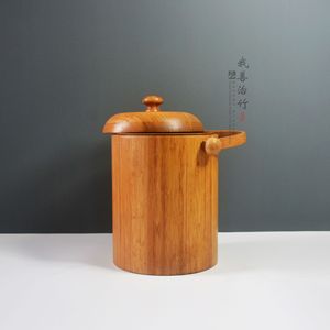 <b>Bamboo</b> Food <b>Container</b> Round Coffee Color Eco Friendly Standing Type 2kg Chongqing Origin ZLJT 01 - Product Image 3