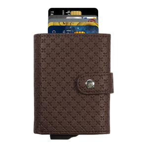 กระเป๋าสตางค์อลูมิเนียมหุ้มหนัง PU ยี่ห้อ CardHoda ป้องกัน RFID ขนาดสั้น พับได้ ลายเรขาคณิต สำหรับทุกเพศ - Product Image 3
