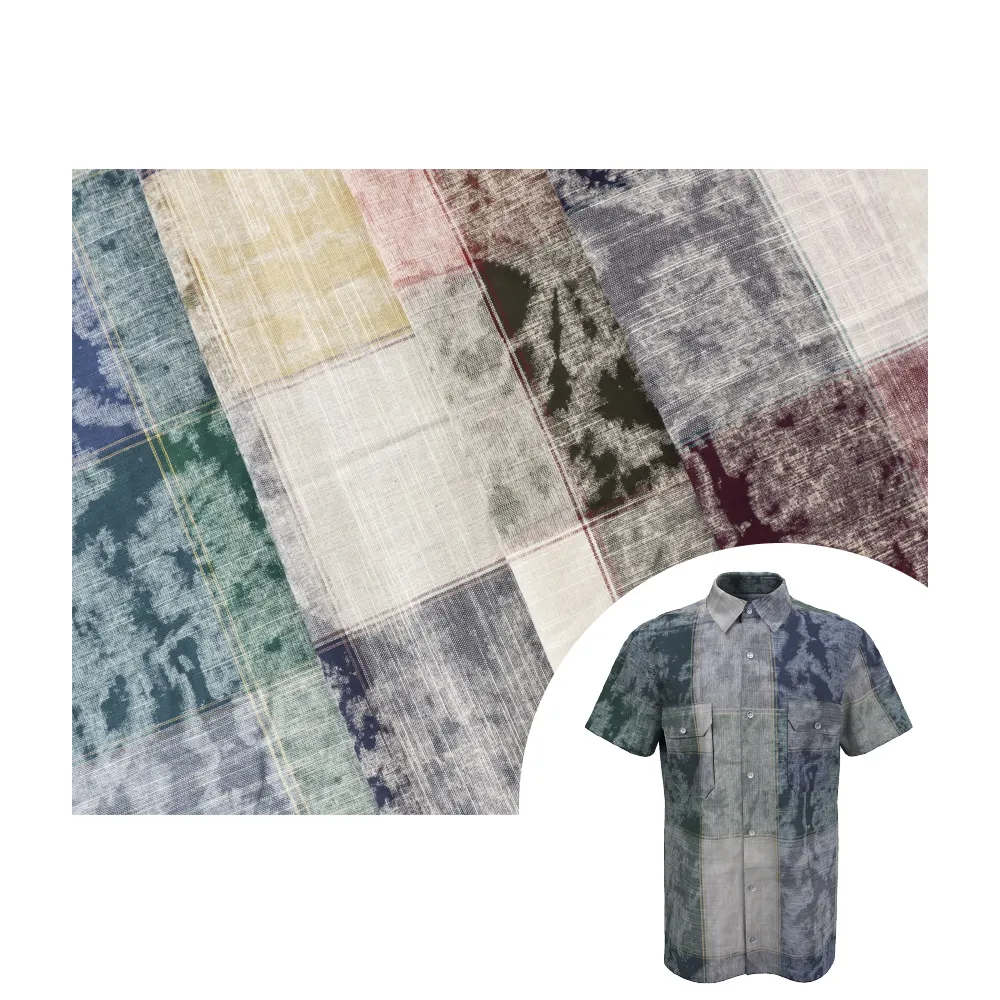 Diseño único tejido gran cheque hilo teñido tela Gingham doble cara tela estilo Retro tela escocesa para camisa