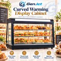 Vitrine chauffante de comptoir en verre incurvé avec étagères multi-niveaux pour boulangerie, restaurant, café, pâtisserie, pizza, snacks et services de restauration