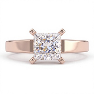 Bague de fiançailles solitaire classique pour femme en or plaqué 18K 14K avec diamant de laboratoire taille princesse, cadeau d'anniversaire pour femme - Product Image 3