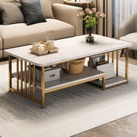 Table basse et support à thé minimalistes modernes pour salon, petits appartements - Compacte, légère, de luxe, en bois et métal, multifonctionnelle