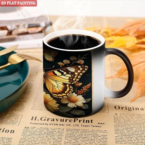 Frosted Black <b>Ceramic</b> Mug 11oz Heat Sensitive Office Drinking <b>Cup</b> Traditional Design - Product Image 5