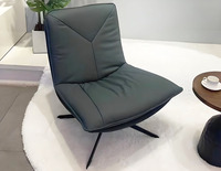 Fauteuil d'appoint pivotant moderne en cuir PU sans accoudoirs, siège de loisirs avec coutures en V et base métallique pour salon et chambre à coucher