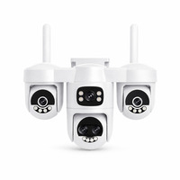 Caméra PTZ sans fil avec alarme sonore et lumineuse, 1080P, suivi automatique des personnes par IA, vision nocturne couleur pour villa, allée et portail