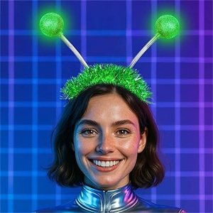 Venta superior Light up Alien Headband LED Martian Hair Band Antena Accesorios para el cabello para suministros de fiesta de Halloween - Product Image 4