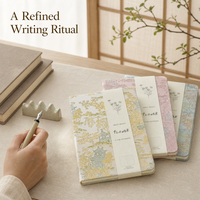 Carnet de notes A5 à couverture rigide en tissu à rainures, agenda imprimé style chinois pour étudiant, 100 feuilles