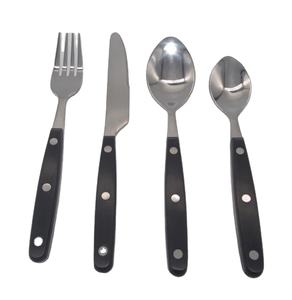 Set di Posate in Acciaio Inox da 16 Pezzi con Manico in Bakelite a 3 Rivetti, Colore Nero - Product Image 5