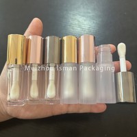 ISMAN Vente en gros Tube de brillant à lèvres rond 6ml avec capuchon Gun Metal Gold Rose Gold, applicateur à grande brosse, flacon pour huile à lèvres et correcteur, logo personnalisé