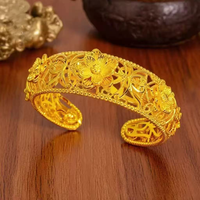 Bracelet doré pour femme, chaîne délicate ajourée en filigrane avec motifs floraux sculptés, bijoux de mode orientale luxueux