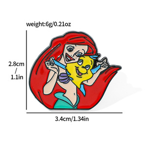 Cadeaux promotionnels, épingles mignonnes de dessin animé sirène <span class=keywords><strong>Ariel</strong></span>, sacs à main Luxcy, broche en alliage, accessoires, épingles pour vêtements d'enfants, ornement - Product Image 6