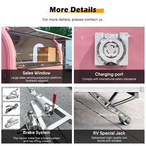 רמורק ג 'ינליג' ינג 'רמורק ורוד קטן מזנון מהיר עגלת קפה kebab קרפ כריך משאית גלידה מאובזר - Product Image 3