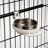 Mangeoire portable XL en acier inoxydable pour oiseaux, distributeur de nourriture pour perruches, cockatoeils, conures, coupelle pour ménagères, abreuvoir