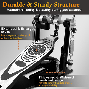 Bàn đạp trống bass đơn, bàn đạp trống bass kép có dây xích, đầu đập có thể điều chỉnh, kèm cờ lê - Product Image 3