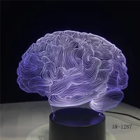 Cerveau forme 3D Illusion lampe 7 changement de couleur interrupteur tactile LED veilleuse acrylique lampe de bureau atmosphère nouveauté éclairage AW-1287