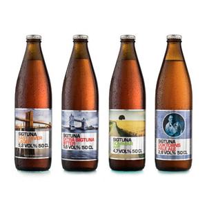 Bouteille de bière en <span class=keywords><strong>verre</strong></span> ambré recyclable de forme plate personnalisée de 50 cl avec bouchon à couronne, bouteilles vides de 500 ml, bouteilles en <span class=keywords><strong>verre</strong></span> de luxe personnalisées - Product Image 1