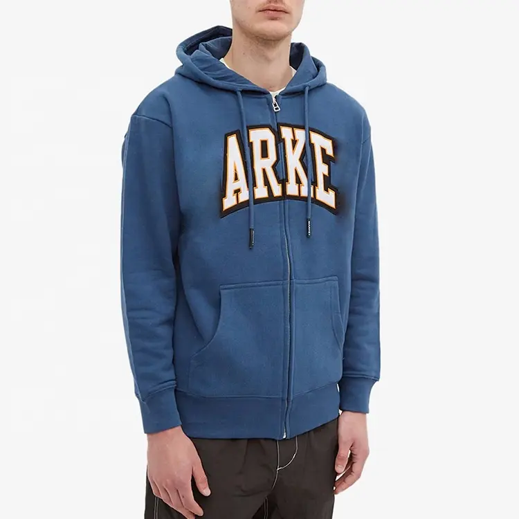 OEM Personalizado Bordado 100% Algodão Oversized Francês Terry Heavyweight Fabricantes Fullzip Up Hoodie para Homens