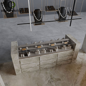 Fine Jewelry Shop Furniture Custom Luxury Marble Glass Jewelry Display Counter Glass Jewellery Showcase For Shop Decoration Idea - Product Image 1