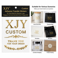 Autocollants de transfert adhésifs personnalisés XJY, métal doré 3D pour logo d'entreprise, vinyle imperméable, décoration de la maison, étiquettes d'emballage de produits