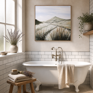 Pintura <span class=keywords><strong>de</strong></span> Paisaje <span class=keywords><strong>de</strong></span> Diseño Original Estilo Retro, Pintura Artística <span class=keywords><strong>de</strong></span> Pared con Diseño Texturizado <span class=keywords><strong>de</strong></span> Montaña y Caña - Product Image 2